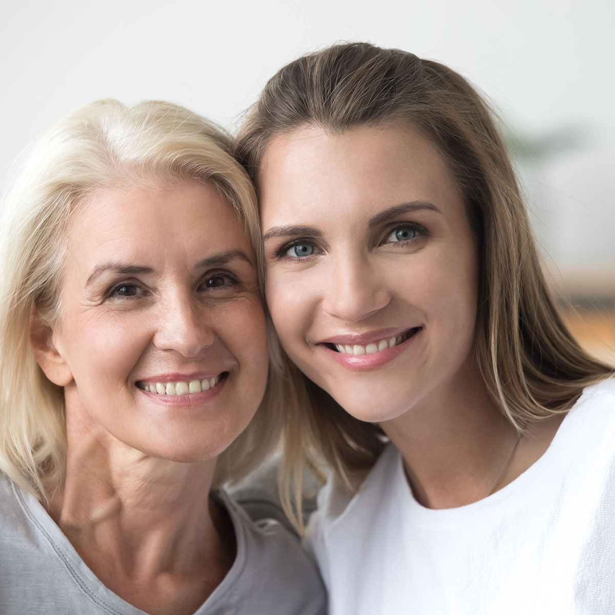 Beautiful mature blonde female with blue eyes